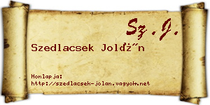 Szedlacsek Jolán névjegykártya