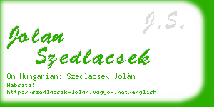 jolan szedlacsek business card